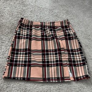 SHEIN Pink and Black Plaid Mini Skirt